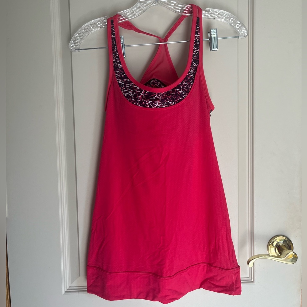 Lululemon Hot Pink 2-in-1 Racerback Sports Bra and Open-Back Tank size 4